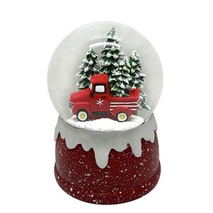 St. Nicholas Square Red Truck Snow Globe